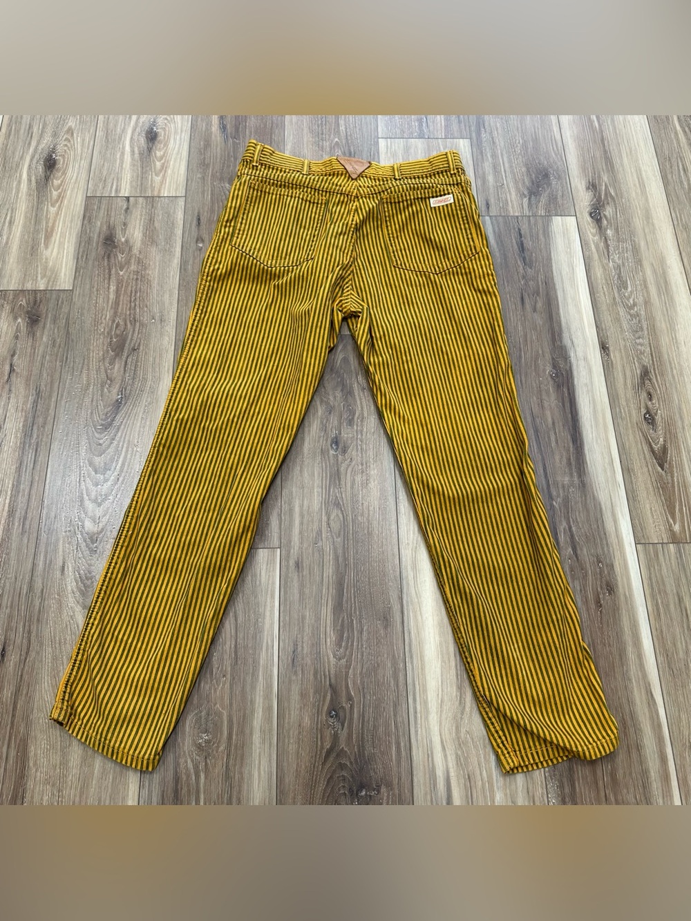 Men's Mustard Yellow Striped Jeans - Picture 2 of 11